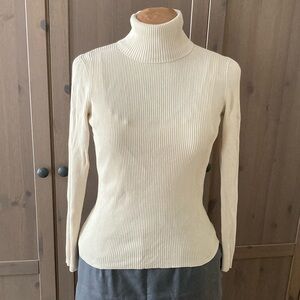Cream silk turtleneck- classy winter base layer